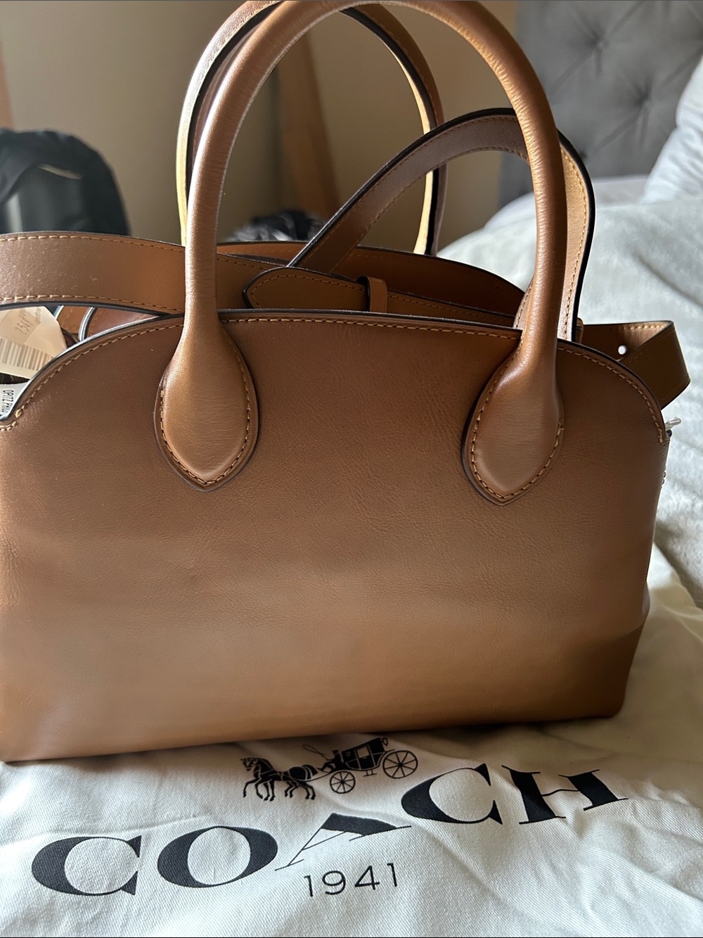 Coach Cognac Leather Satchel with Gold Hardware - Picture 3 of 8